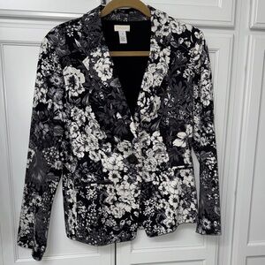 Chico's Black and White Floral Blazer- fully lined